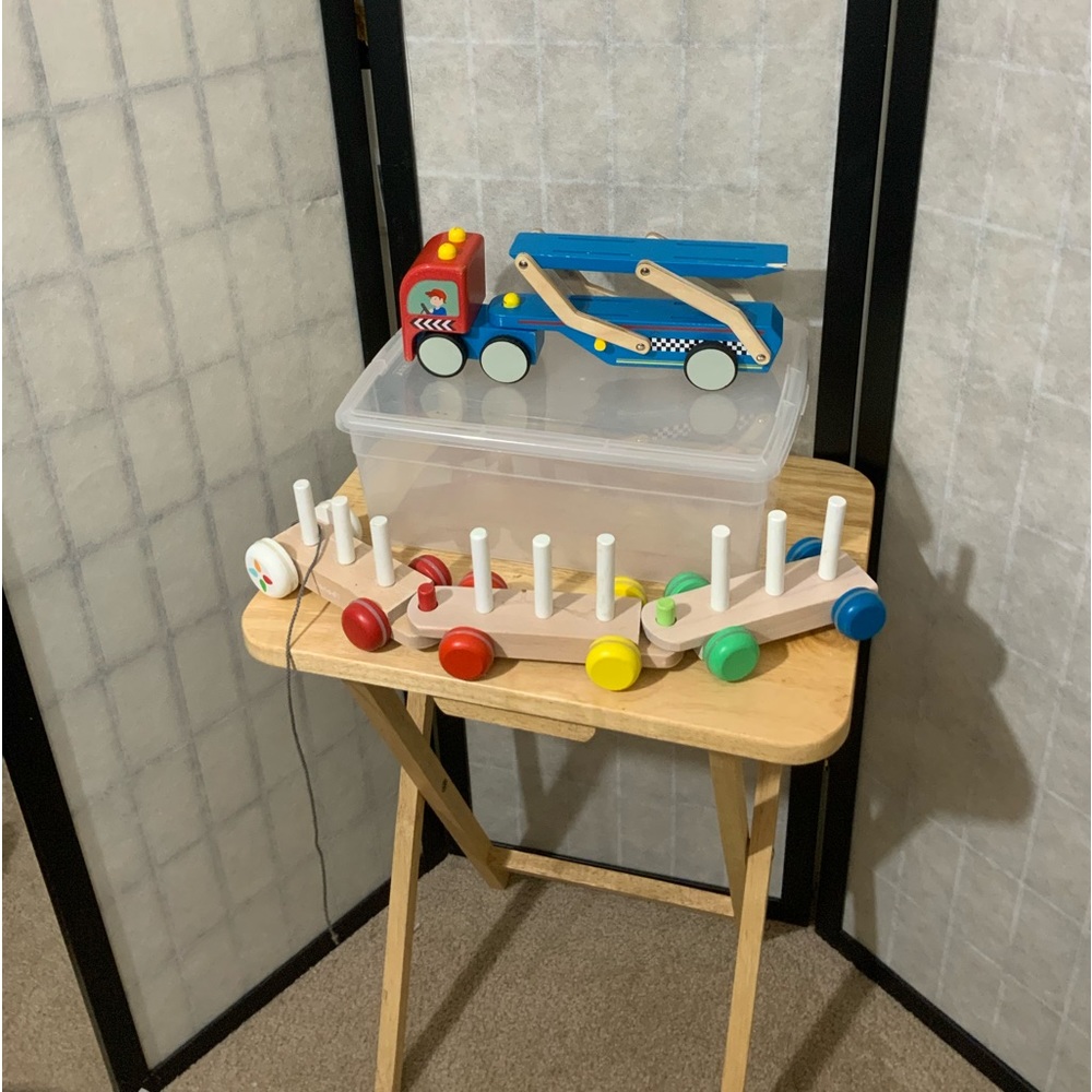 Le Toy Van Race Car Transporter & Janod Zigolos Giant Train